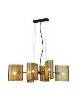 Люстра подвесная Metalicana V11814-6P Moderli золотая на 6 ламп, основание чёрное в стиле лофт современный Люстра подвесная Metalicana V11814-6P Moderli золотая на 6 ламп, основание чёрное в стиле лофт современный